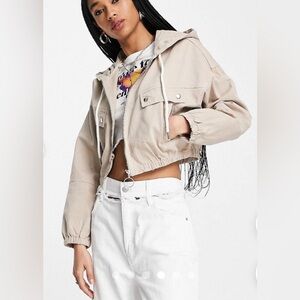 TOPSHOP Cropped, Hooded, zip up Jacket Sz S